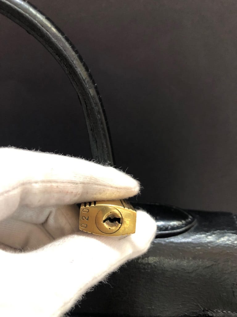 HERMÈS Kelly 32 Black Box Calf Leather Vintage Circa 1960s-1970s - Image 20