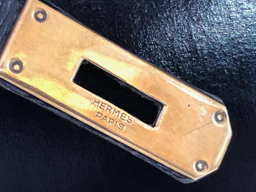HERMÈS Kelly 32 Black Box Calf Leather Vintage Circa 1960s-1970s - Image 22