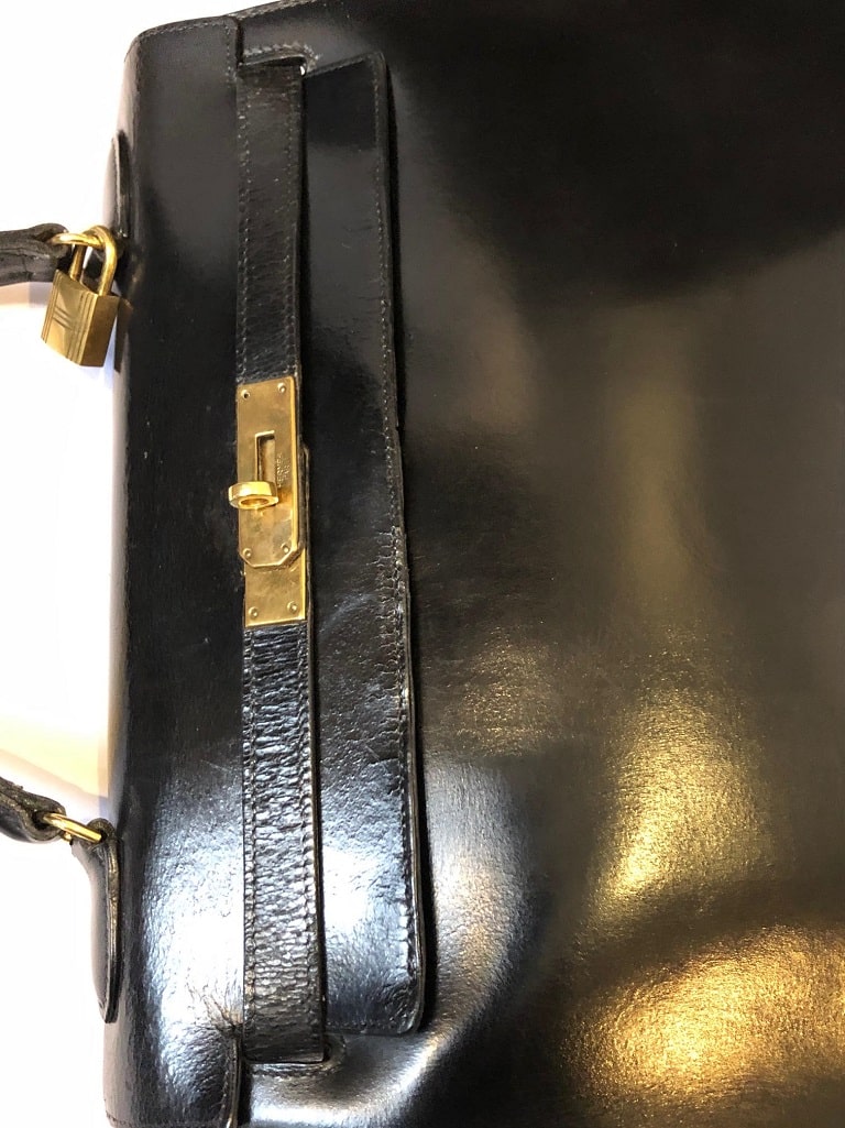 HERMÈS Kelly 32 Black Box Calf Leather Vintage Circa 1960s-1970s - Image 13