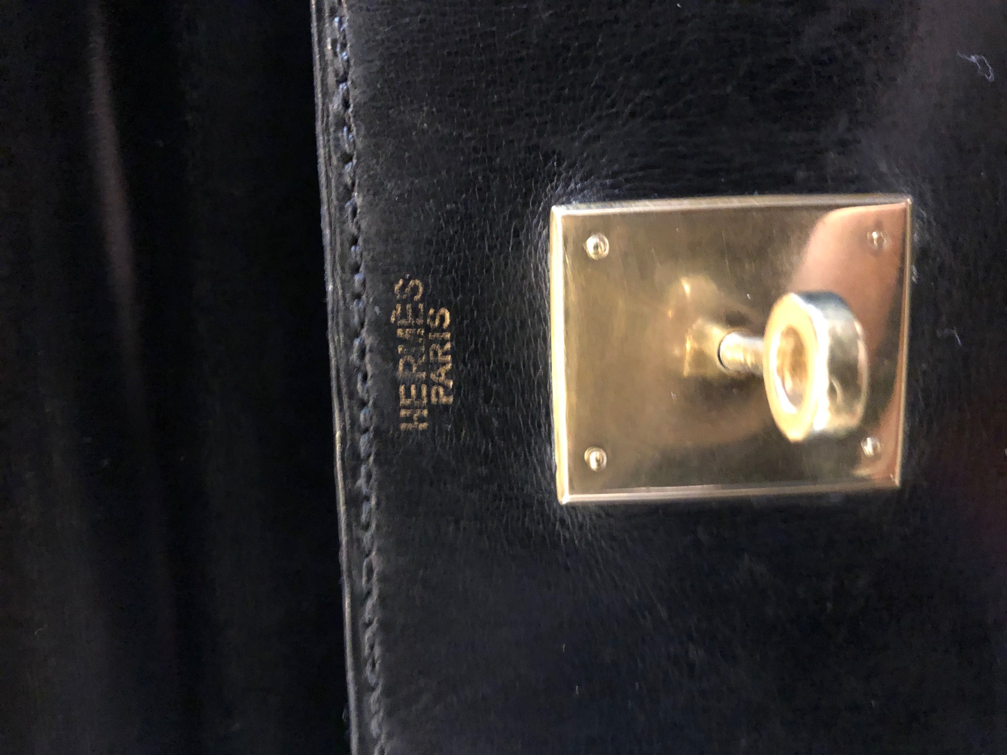 HERMÈS Kelly 32 Black Box Calf Leather Vintage Circa 1960s-1970s - Image 18