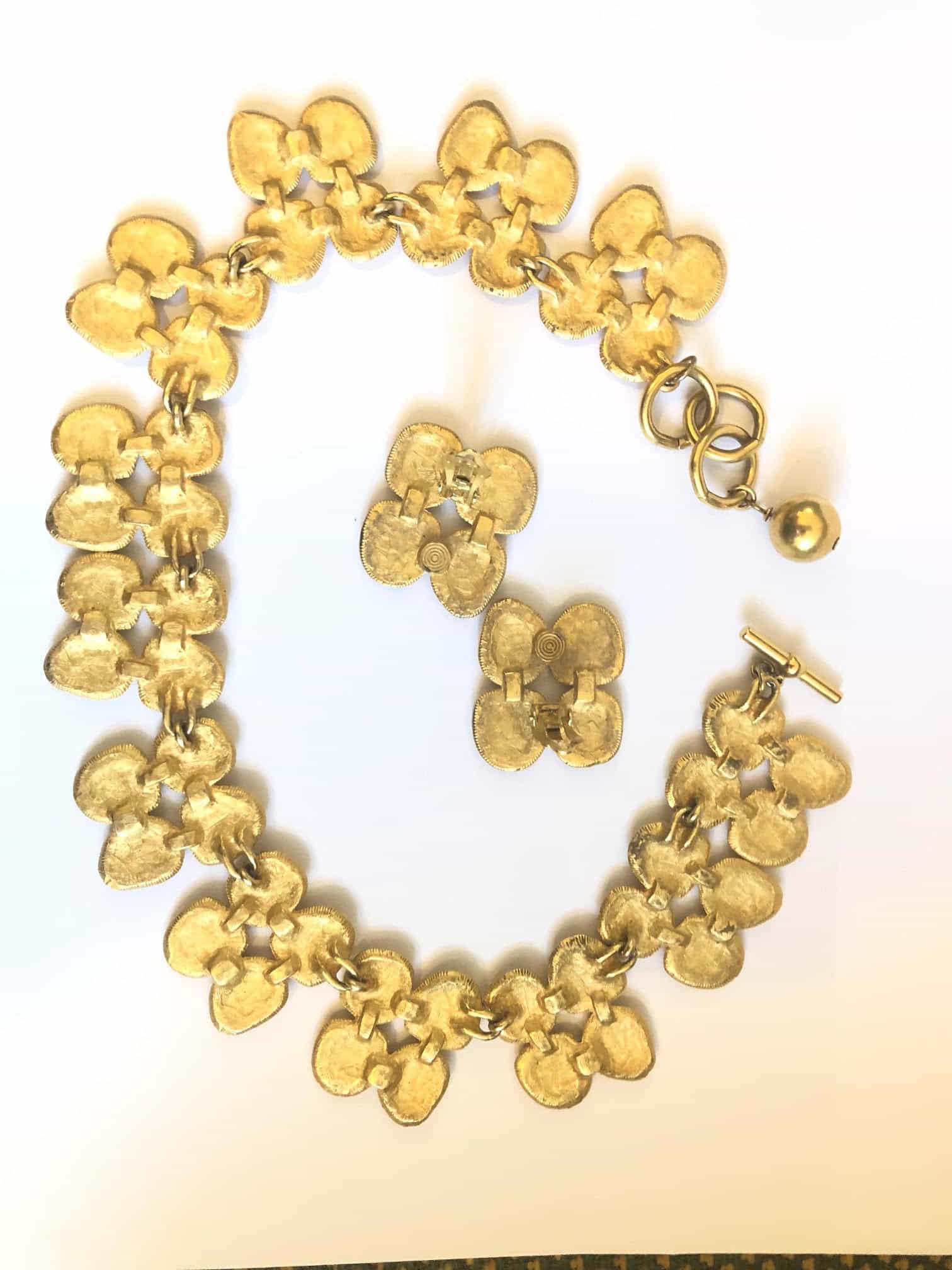 22K Gold Plated Black Stone Necklace Earrings Set - Image 6