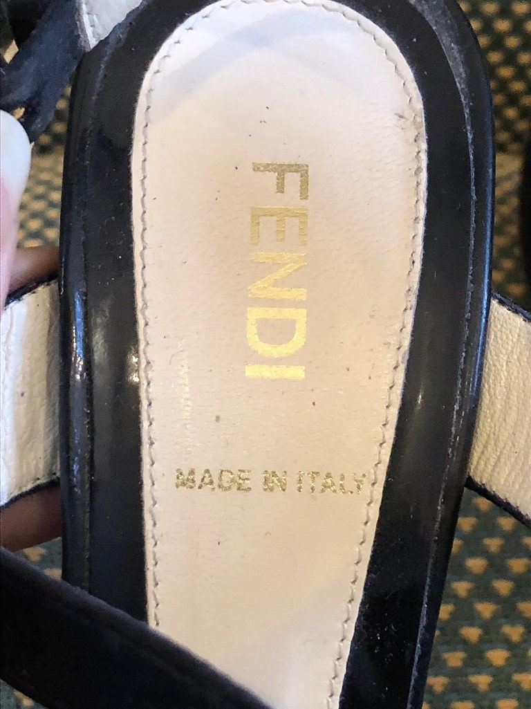 FENDI Strappy High Heels Sandals Black Leather Satin - Image 9