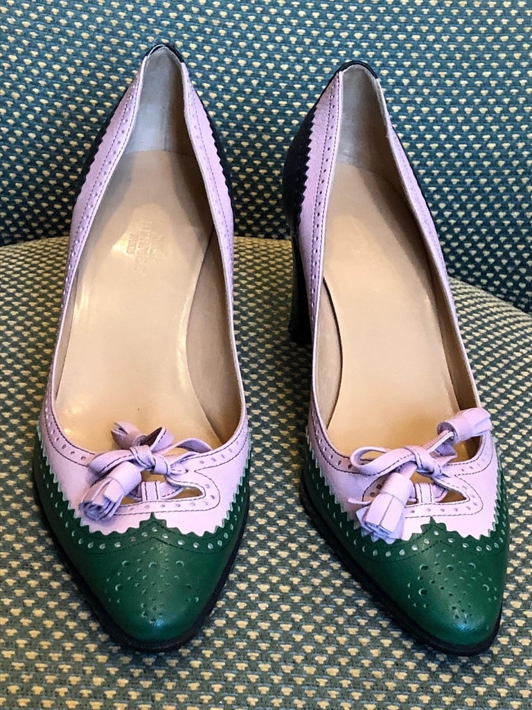 HERMÈS Heels Pumps Brogue Shoes Tricolour Vintage - Image 11