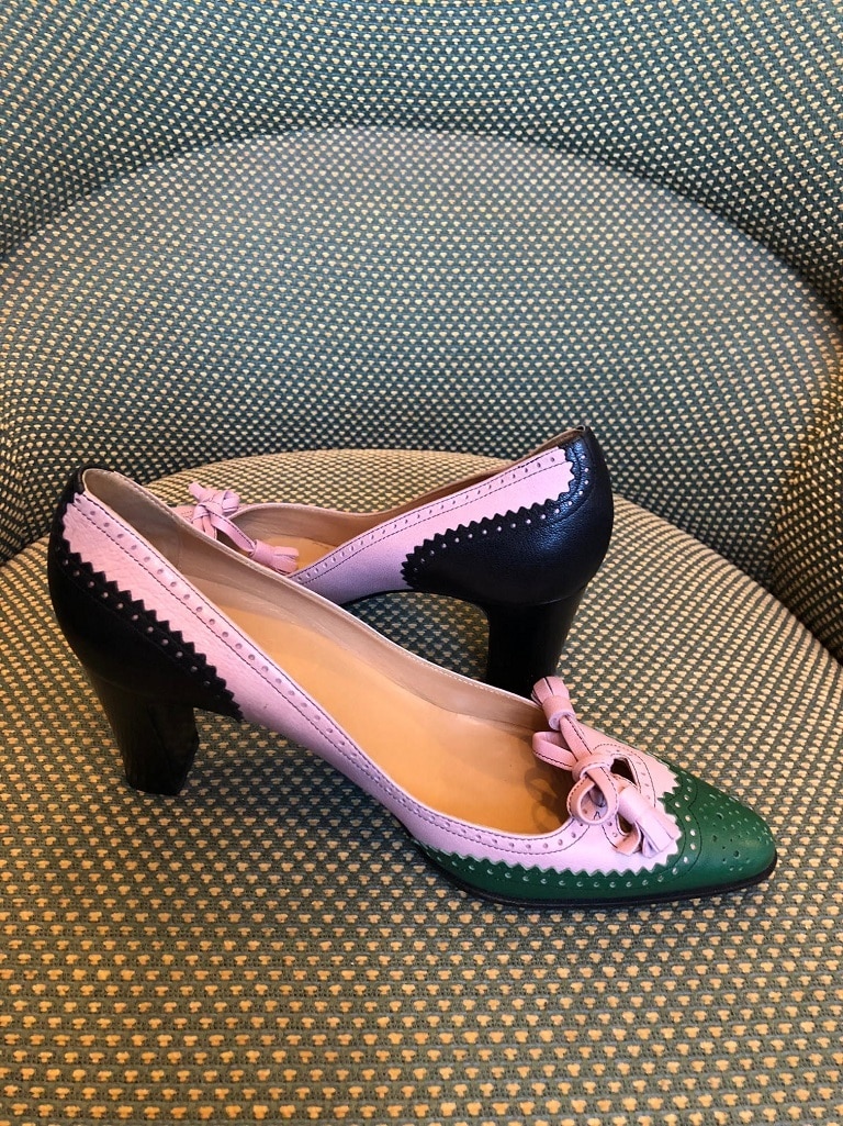 HERMÈS Heels Pumps Brogue Shoes Tricolour Vintage - Image 9