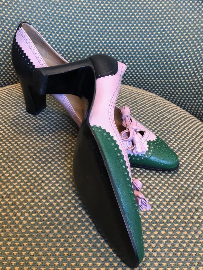 HERMÈS Heels Pumps Brogue Shoes Tricolour Vintage - Image 10