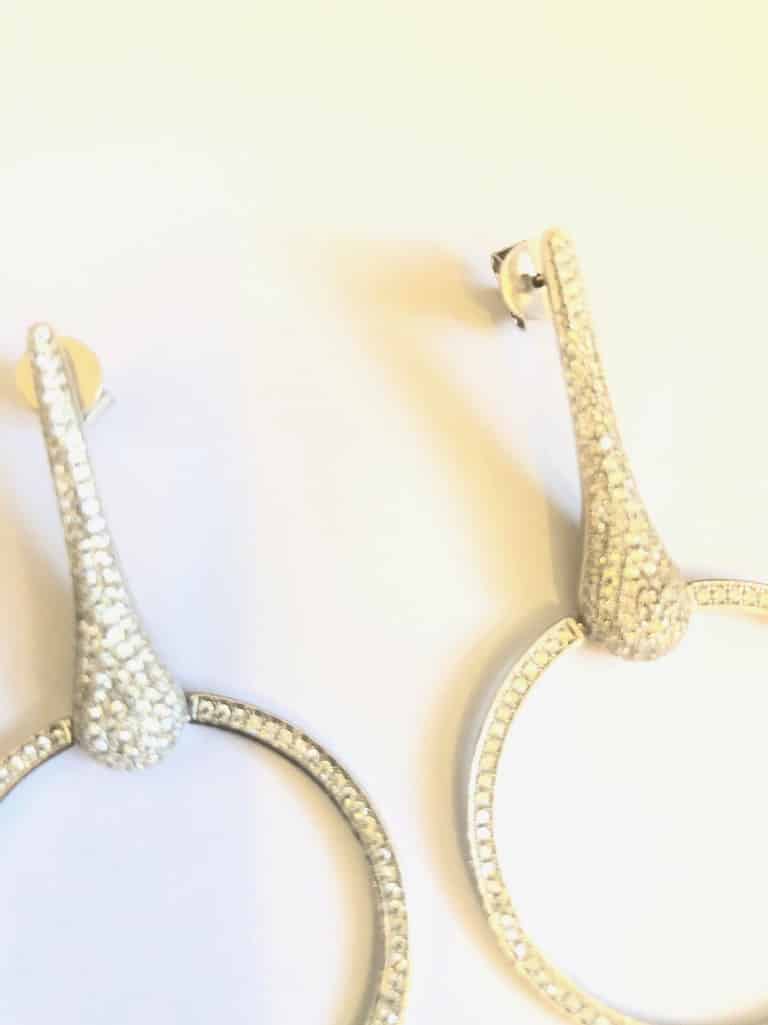 Silver Crystal-Embellished Hoop Drop Earrings - Image 3