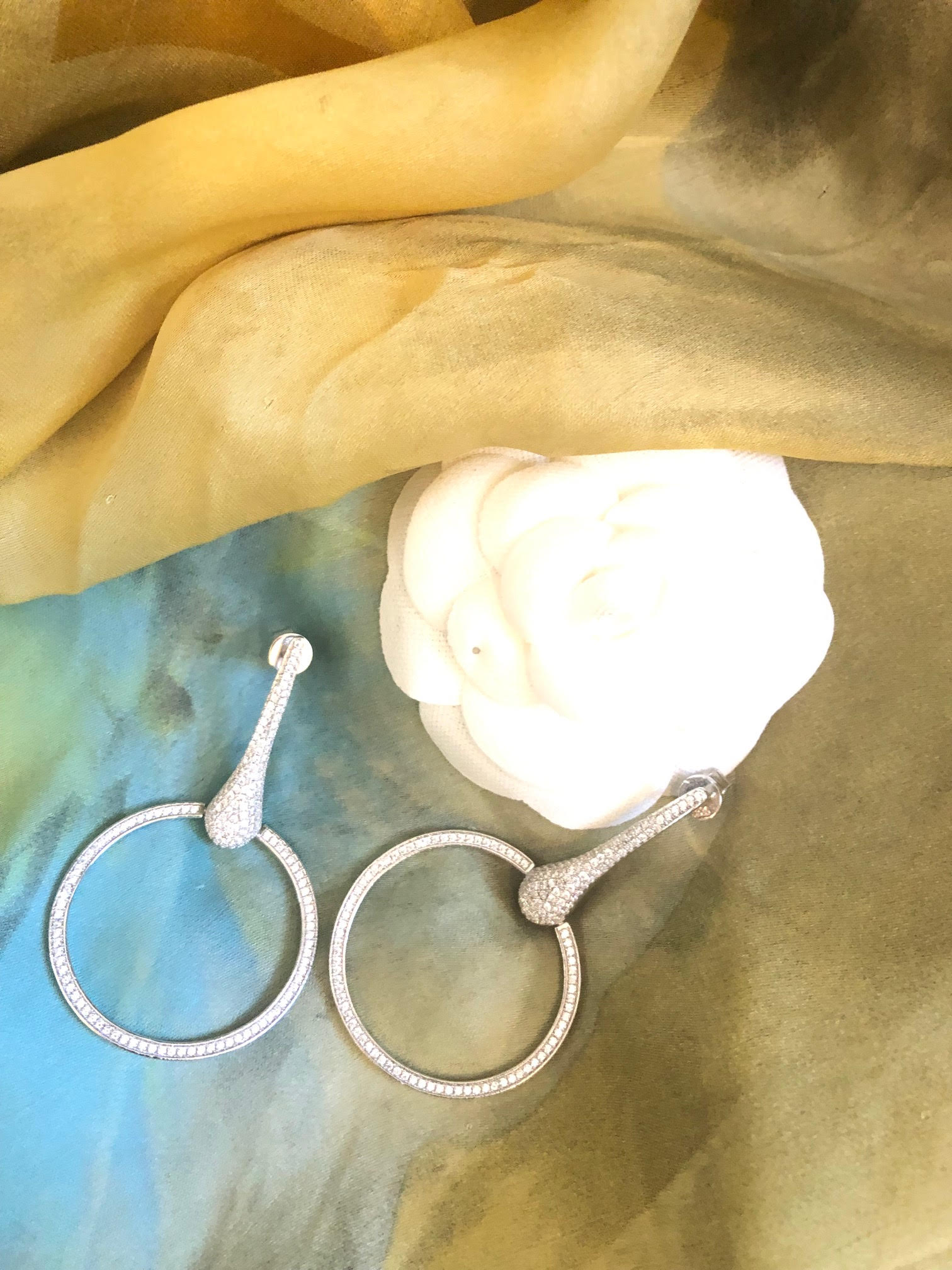 Silver Crystal-Embellished Hoop Drop Earrings - Image 2