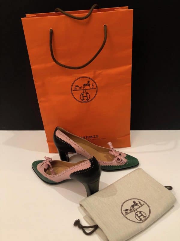 HERMÈS Heels Pumps Brogue Shoes Tricolour Vintage - Image 5