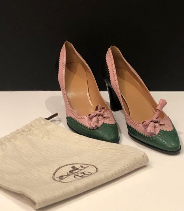 HERMÈS Heels Pumps Brogue Shoes Tricolour Vintage - Image 6