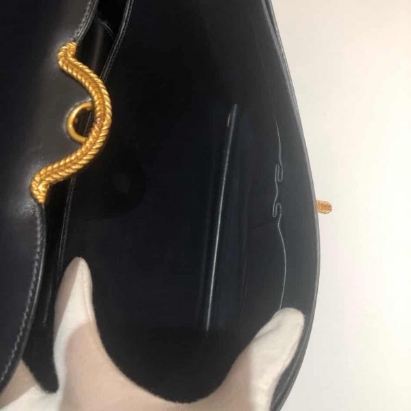 HERMÈS Vintage Box 25 Cordelière Gold Hardware Navy Blue Circa 1950s-60s - Image 18