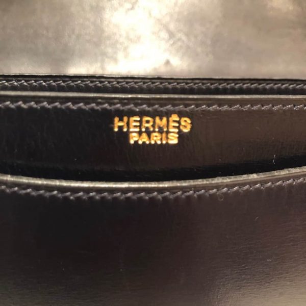 HERMÈS Vintage Box 25 Cordelière Gold Hardware Navy Blue Circa 1950s-60s - Image 13