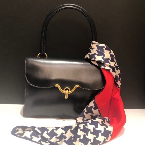 HERMÈS Vintage Box 25 Cordelière Gold Hardware Navy Blue Circa 1950s-60s - Image 2