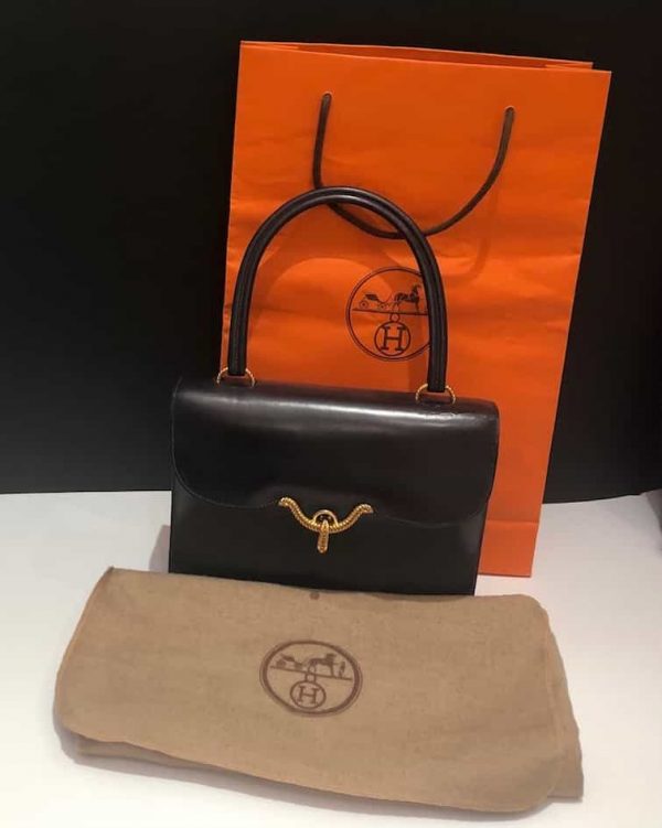 HERMÈS Vintage Box 25 Cordelière Gold Hardware Navy Blue Circa 1950s-60s - Image 3