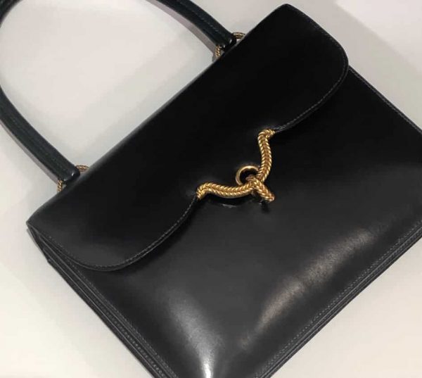 HERMÈS Vintage Box 25 Cordelière Gold Hardware Navy Blue Circa 1950s-60s - Image 10