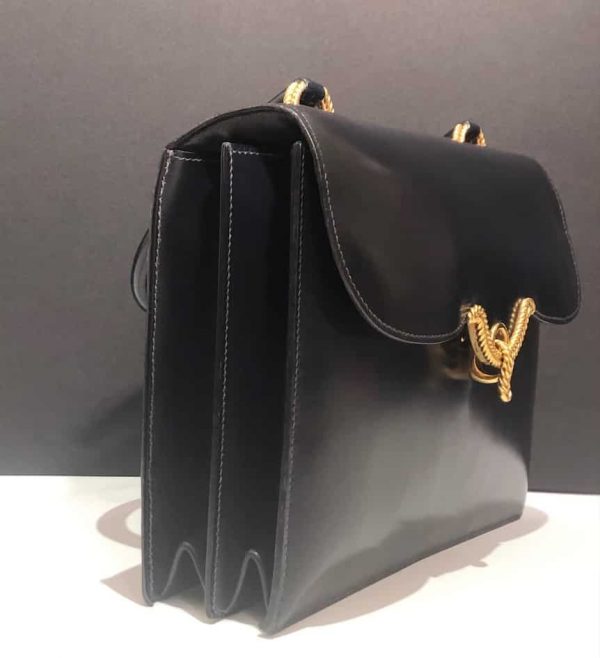 HERMÈS Vintage Box 25 Cordelière Gold Hardware Navy Blue Circa 1950s-60s - Image 7