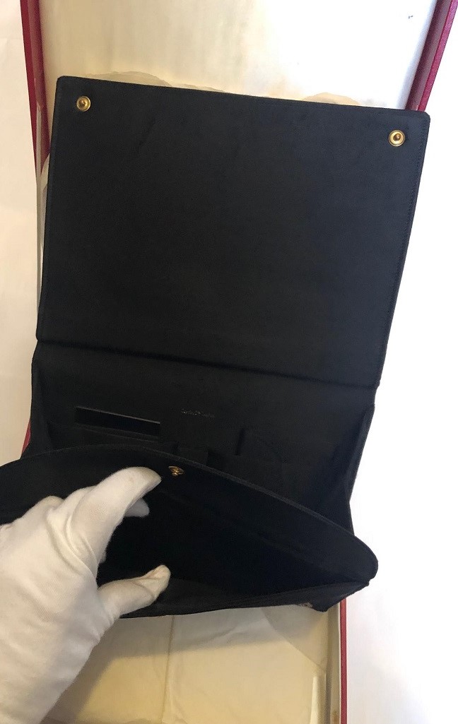 CARTIER 9ct Gold and Black Silk Evening Bag Vintage 1955 - Image 10