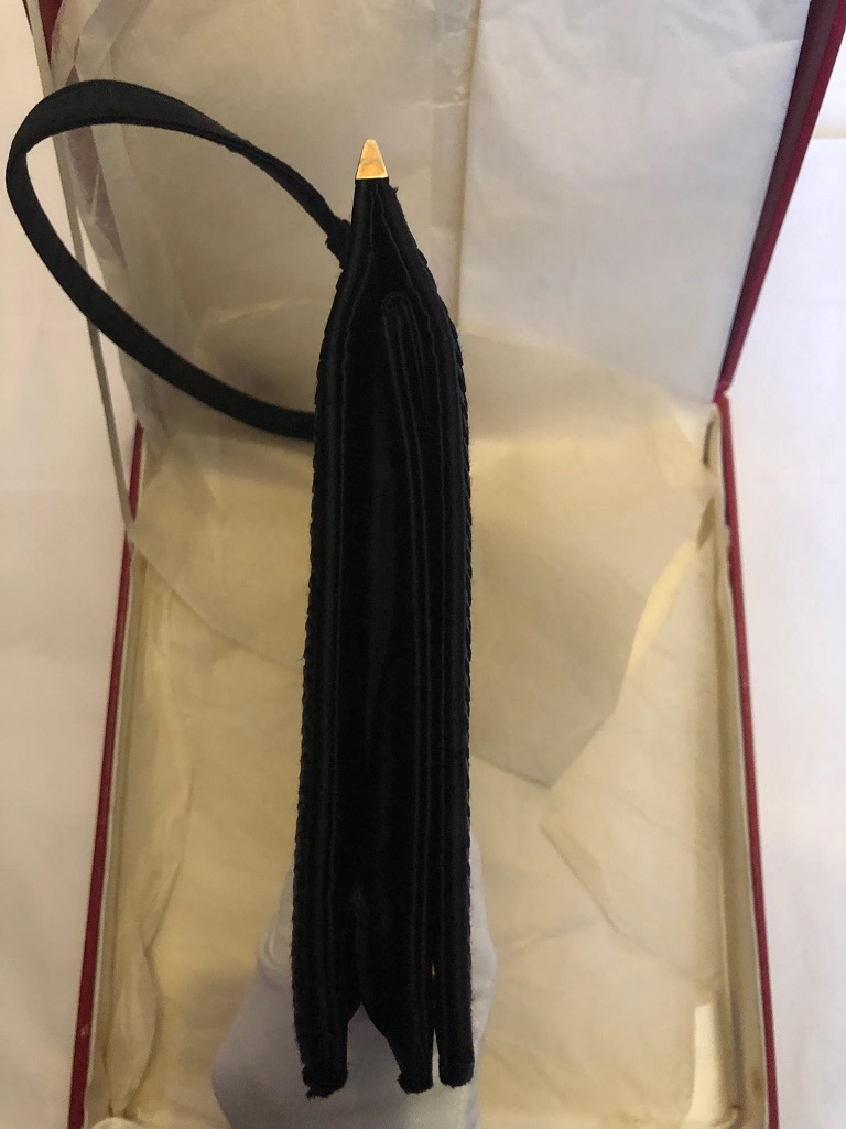 CARTIER 9ct Gold and Black Silk Evening Bag Vintage 1955 - Image 14