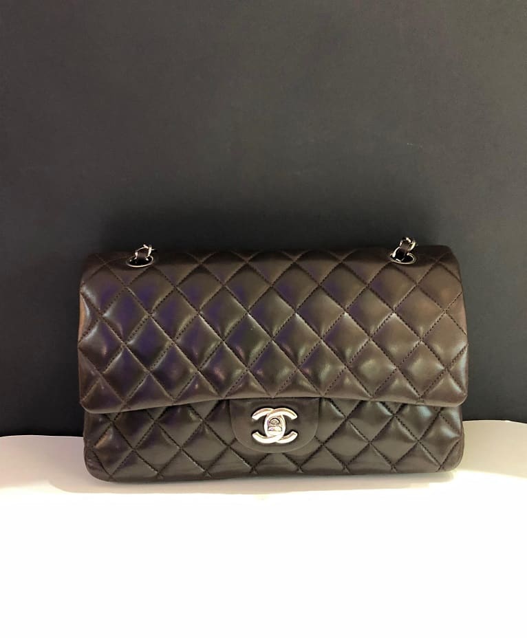 CHANEL Vintage Classic Double Flap Bag Quilted Lambskin Brown 25 - Image 4