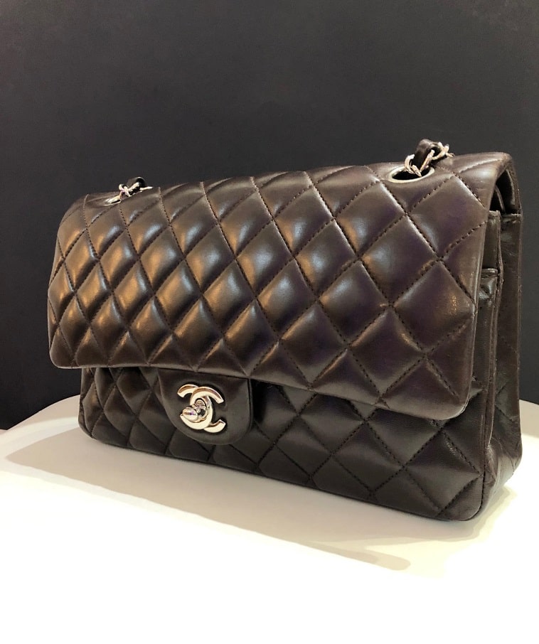 CHANEL Vintage Classic Double Flap Bag Quilted Lambskin Brown 25 - Image 2