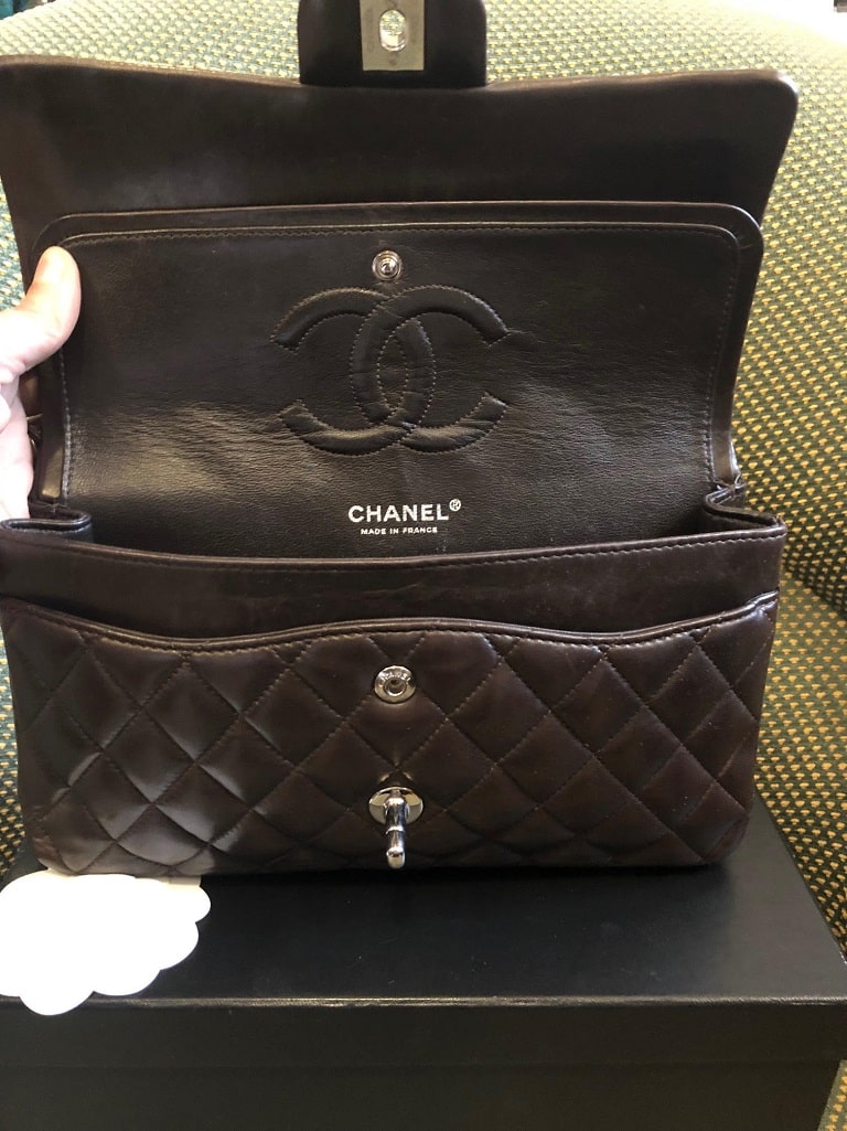 CHANEL Vintage Classic Double Flap Bag Quilted Lambskin Brown 25 - Image 7