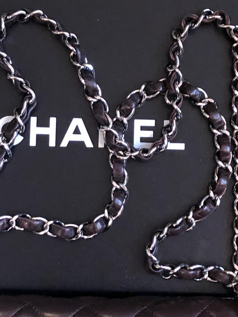 CHANEL Vintage Classic Double Flap Bag Quilted Lambskin Brown 25 - Image 15