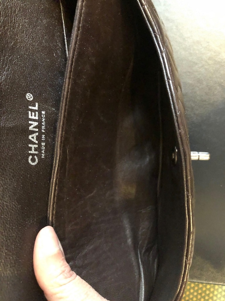 CHANEL Vintage Classic Double Flap Bag Quilted Lambskin Brown 25 - Image 13