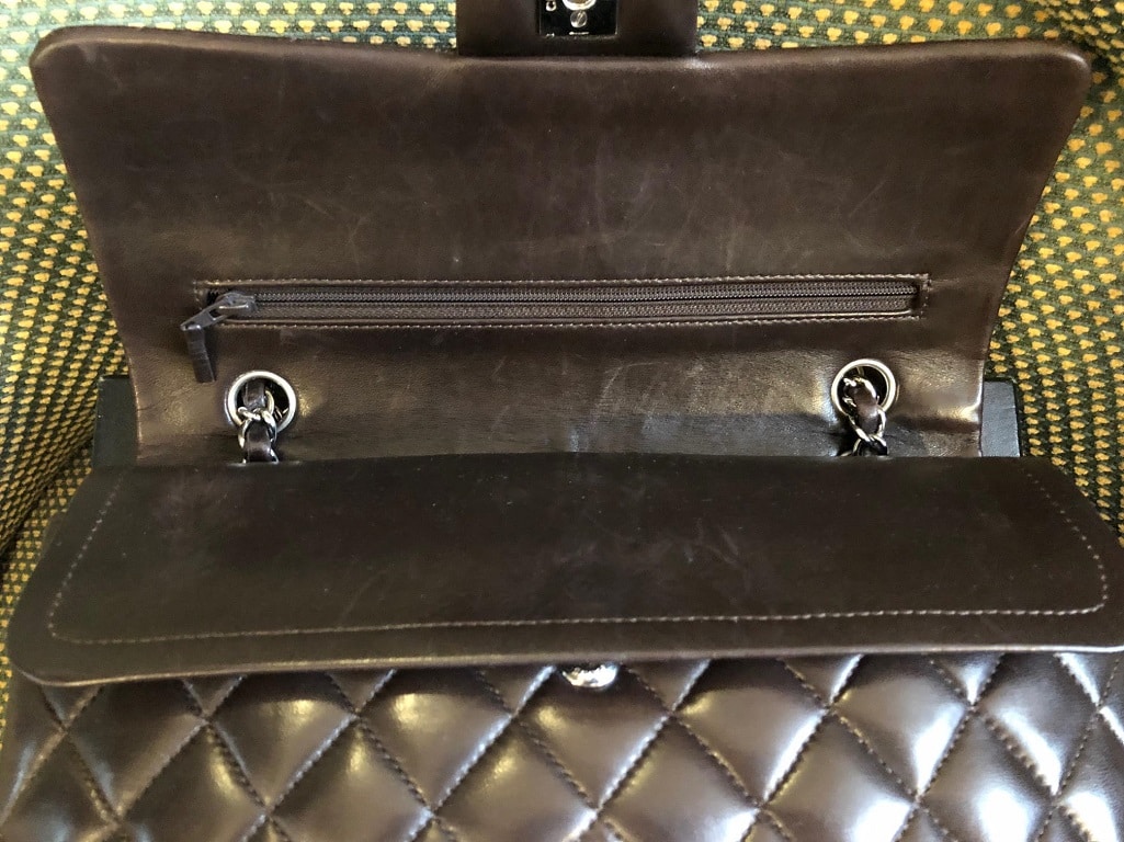 CHANEL Vintage Classic Double Flap Bag Quilted Lambskin Brown 25 - Image 11