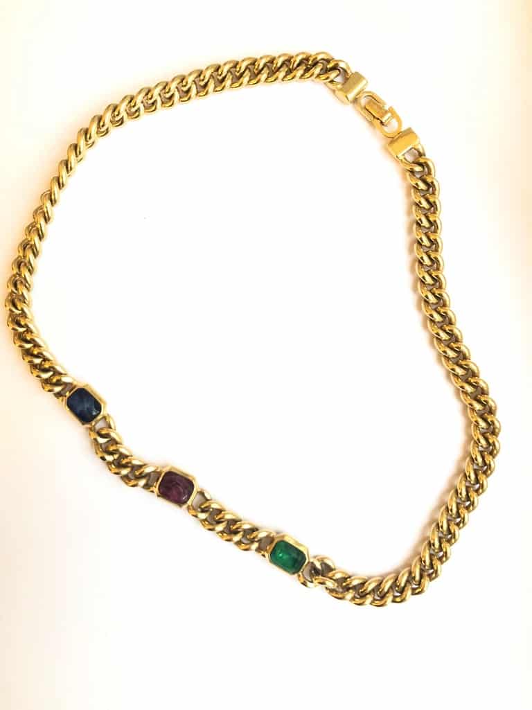 CHRISTIAN DIOR Link Necklace With Cabochons Vintage 1980's - Image 2