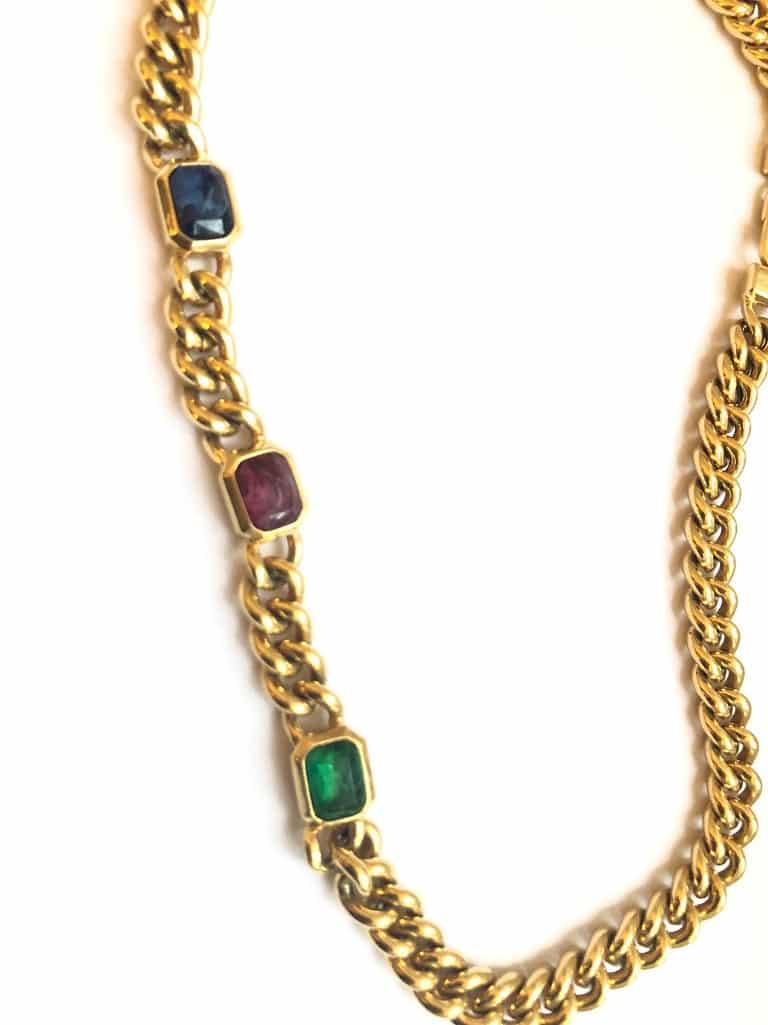 CHRISTIAN DIOR Link Necklace With Cabochons Vintage 1980's - Image 3