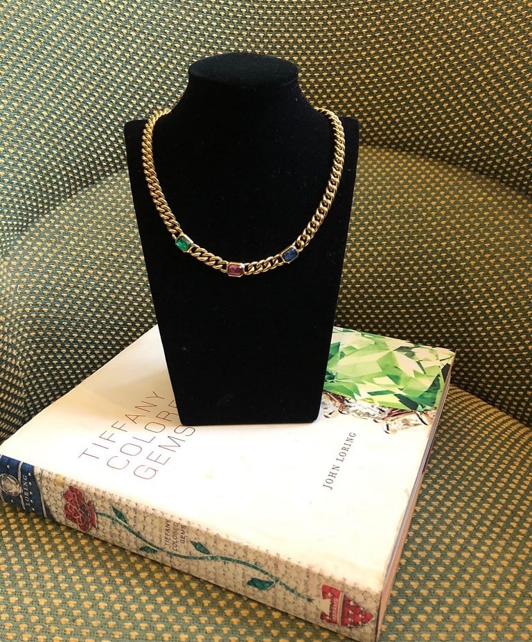 CHRISTIAN DIOR Link Necklace With Cabochons Vintage 1980's