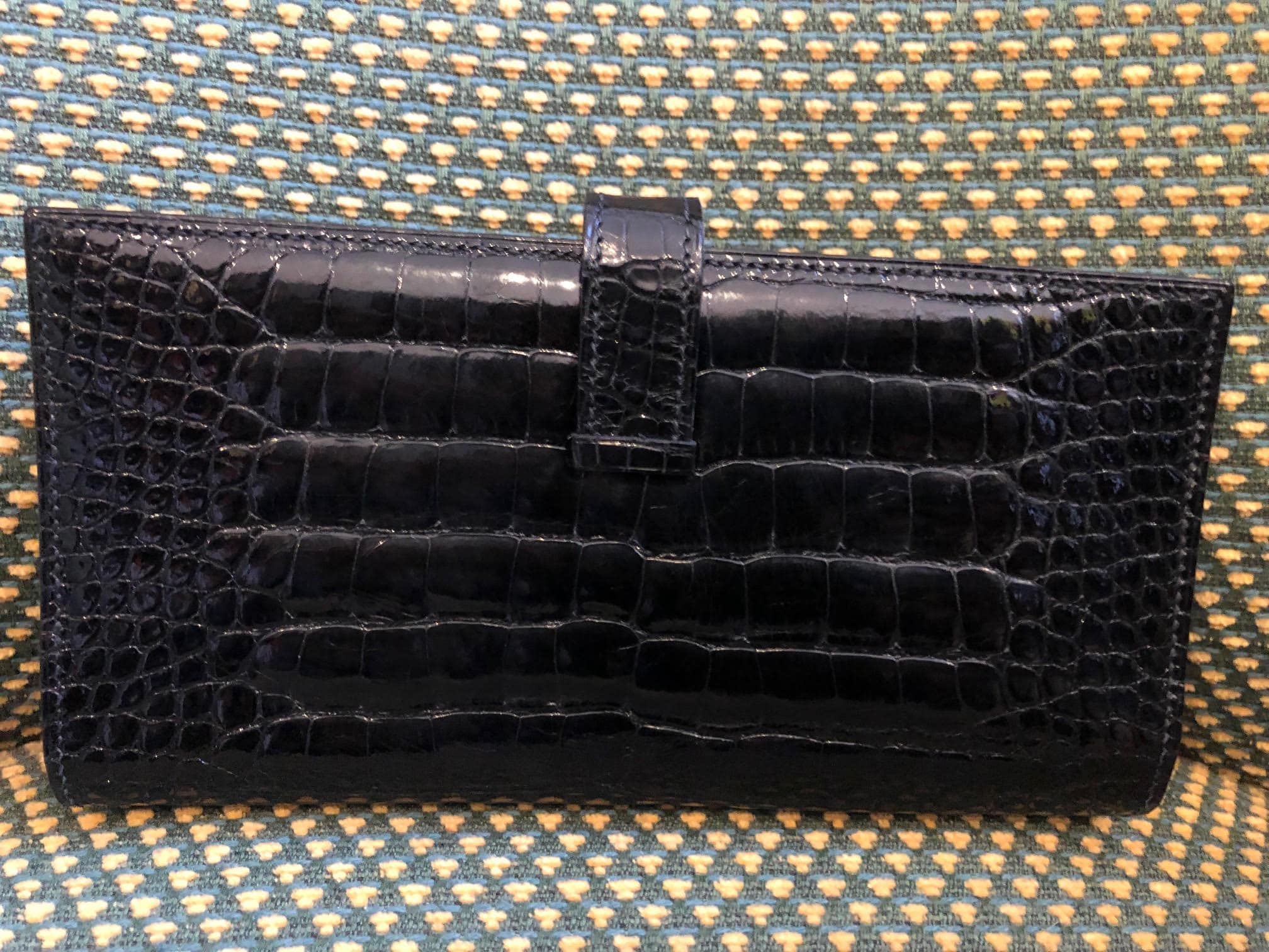 HERMES Bearn H Wallet Black Alligator Crocodile Constance Buckle - Image 3
