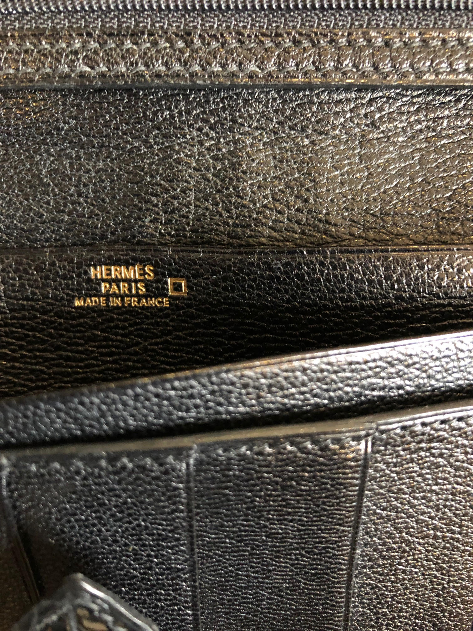 HERMES Bearn H Wallet Black Alligator Crocodile Constance Buckle - Image 9