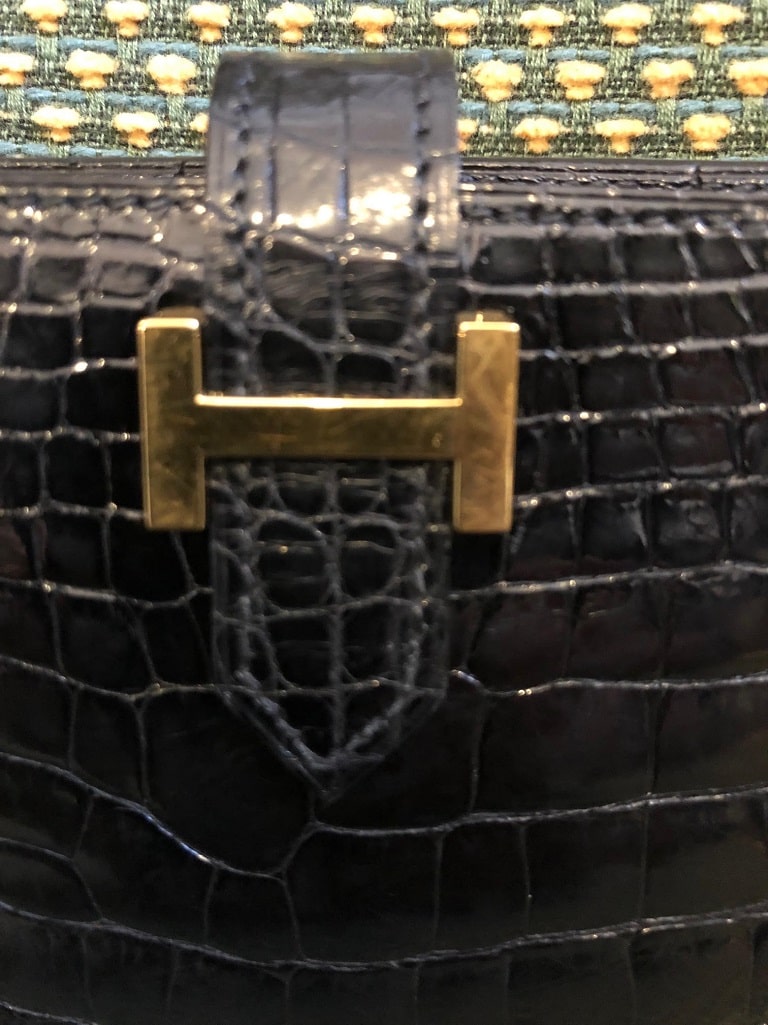 HERMES Bearn H Wallet Black Alligator Crocodile Constance Buckle - Image 11