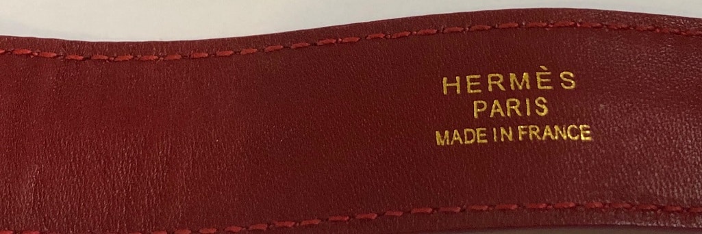 HERMES Red Crocodile Cuff Bracelet Clous de Selle - Image 5