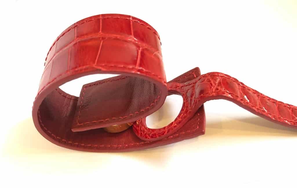 HERMES Red Crocodile Cuff Bracelet Clous de Selle - Image 7