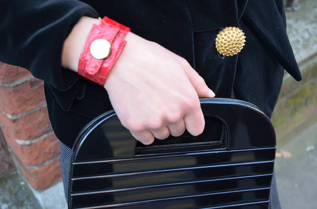 HERMES Red Crocodile Cuff Bracelet Clous de Selle - Image 2