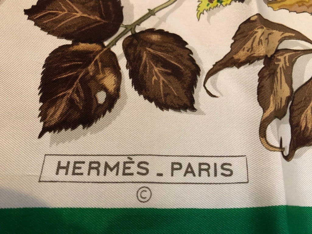 HERMES Scarf Leaves Feuilles d'Automne Tourbillons Vintage - Image 2