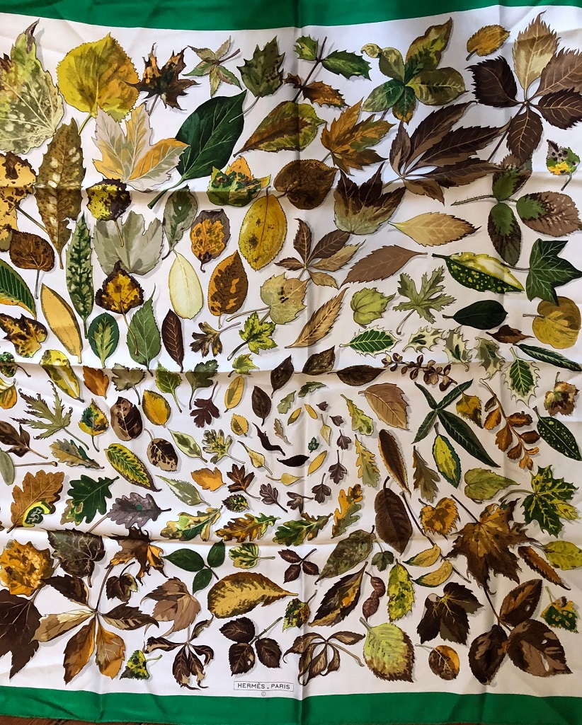 HERMES Scarf Leaves Feuilles d'Automne Tourbillons Vintage - Image 4