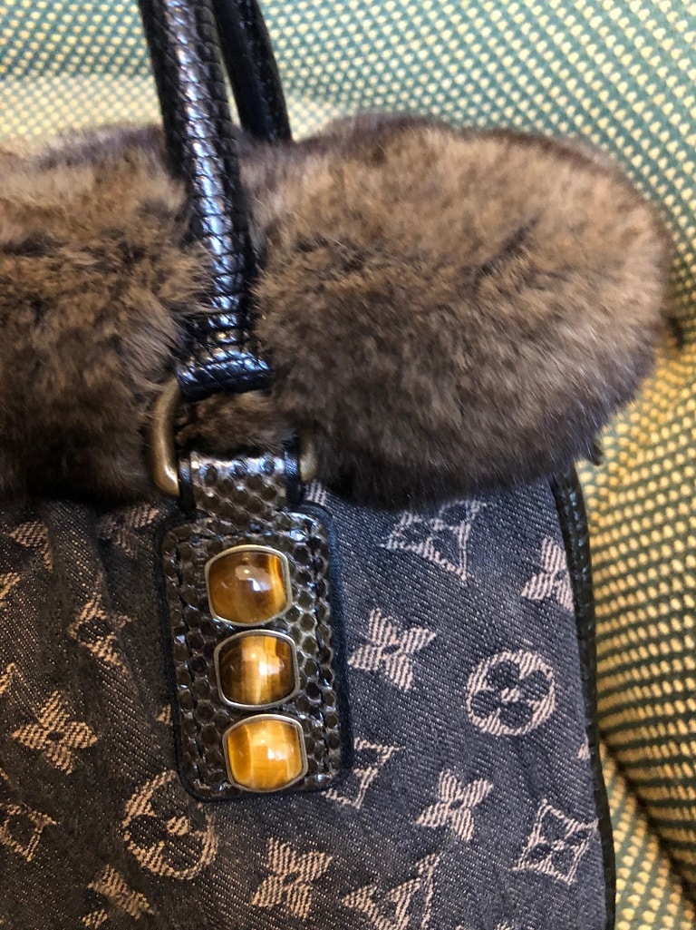 LOUIS VUITTON PM Bag Limited Edition Denim Chinchilla Trapeze AS NEW - Image 6