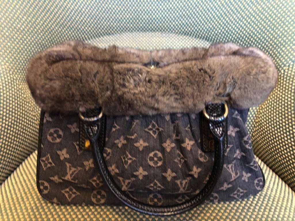 LOUIS VUITTON PM Bag Limited Edition Denim Chinchilla Trapeze AS NEW - Image 7