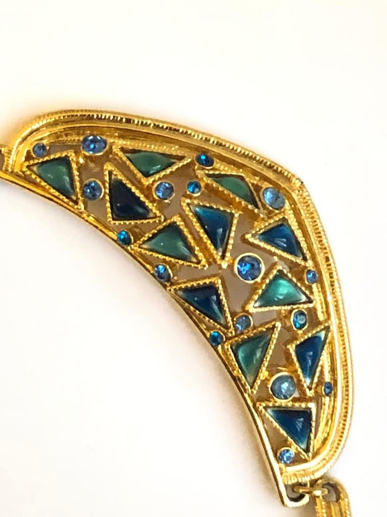 Necklace And Two Earrings Set Art Deco Style ORENA Paris 1980s - Image 3