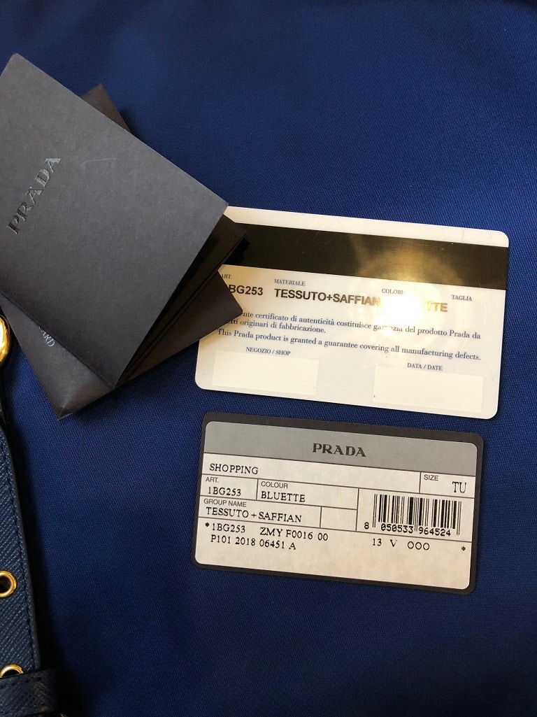 PRADA Tote Bag Tessuto Nylon Saffian Leather Trim Royal Blue PRISTINE CONDITION - Image 7