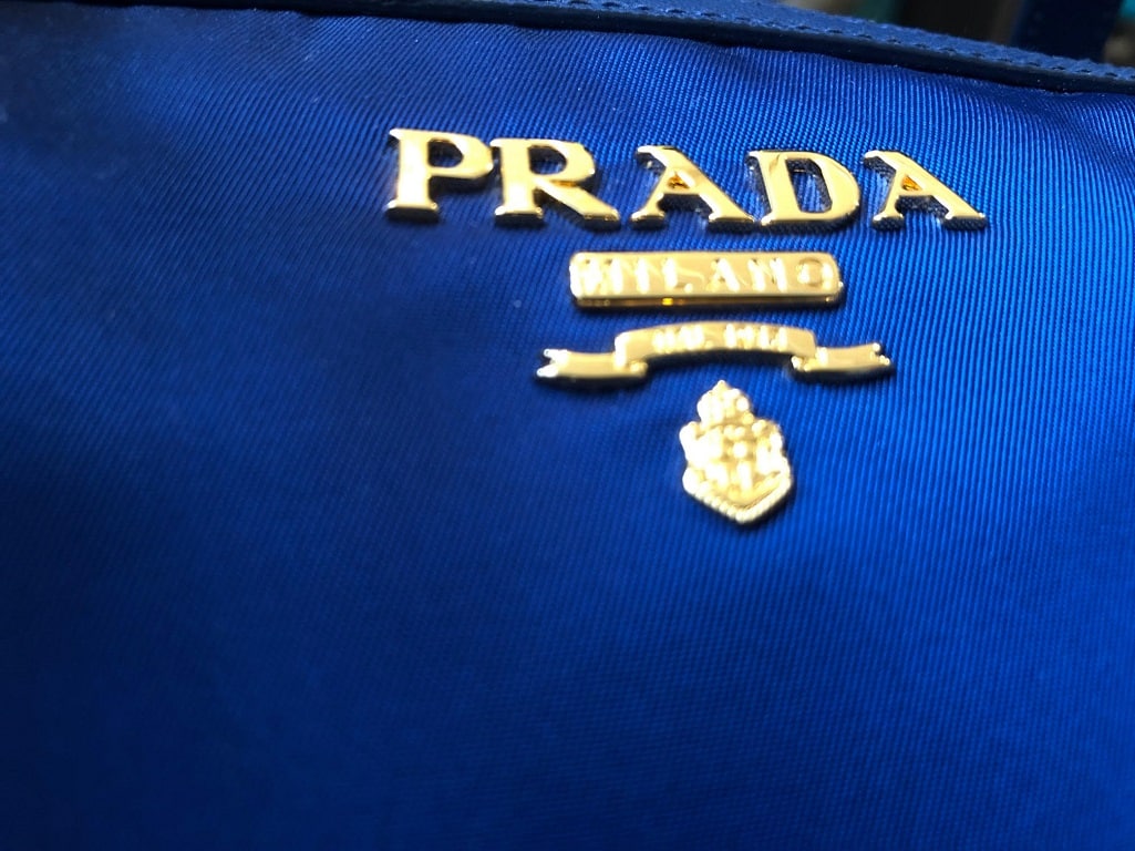 PRADA Tote Bag Tessuto Nylon Saffian Leather Trim Royal Blue PRISTINE CONDITION - Image 5