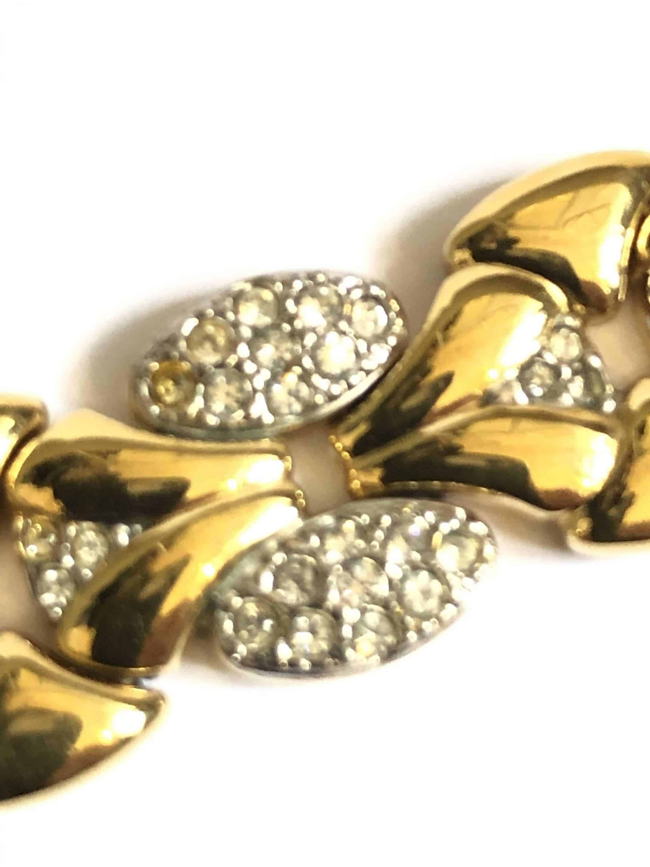 Vintage Gold Plated & Faux Diamonds Bracelet from ROTARY Switzerland RARE - Image 6