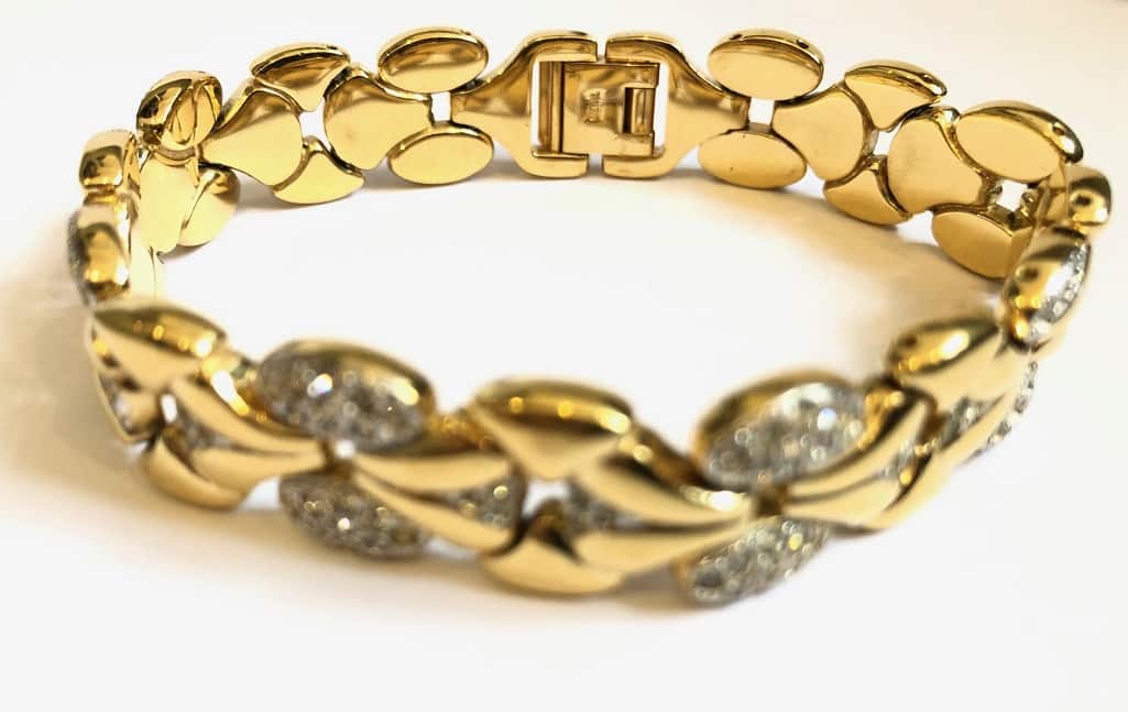 Vintage Gold Plated & Faux Diamonds Bracelet from ROTARY Switzerland RARE