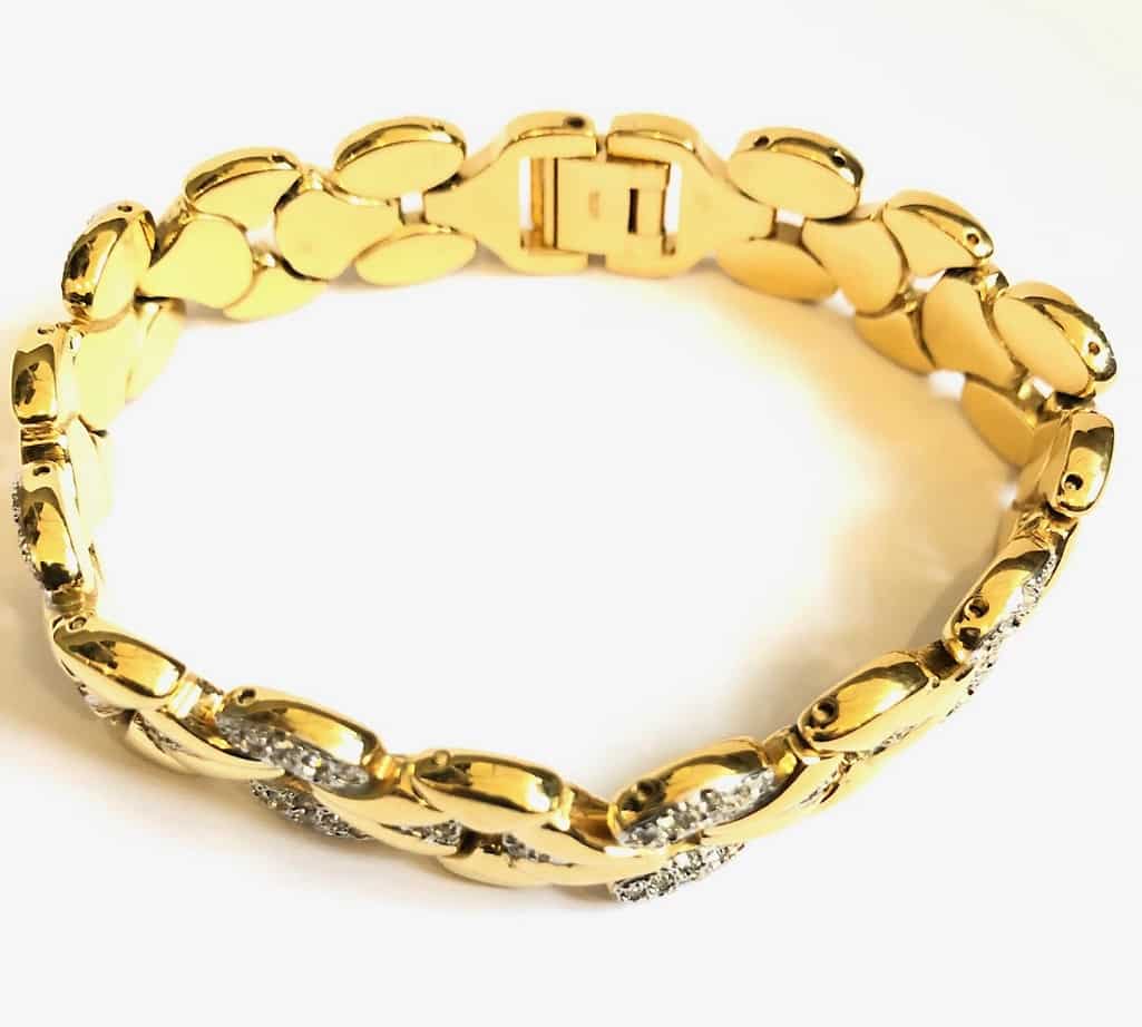 Vintage Gold Plated & Faux Diamonds Bracelet from ROTARY Switzerland RARE - Image 3