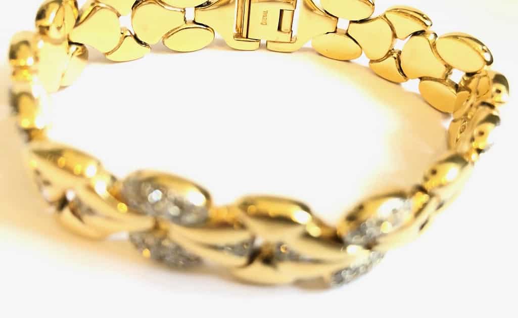 Vintage Gold Plated & Faux Diamonds Bracelet from ROTARY Switzerland RARE - Image 4