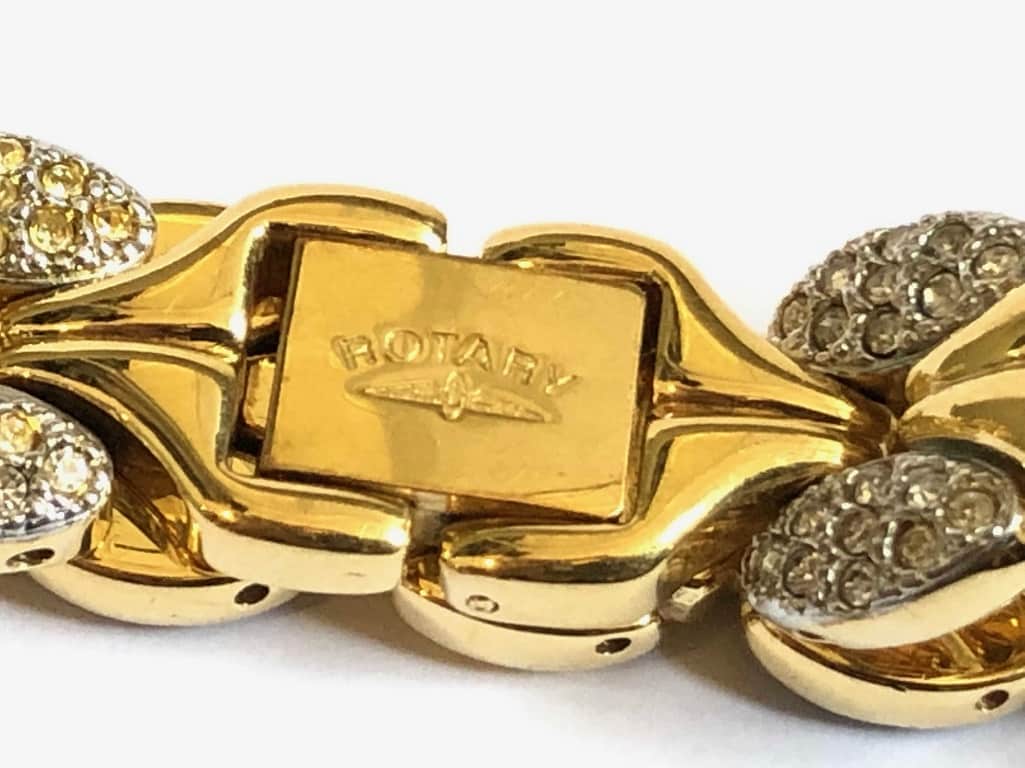 Vintage Gold Plated & Faux Diamonds Bracelet from ROTARY Switzerland RARE - Image 5