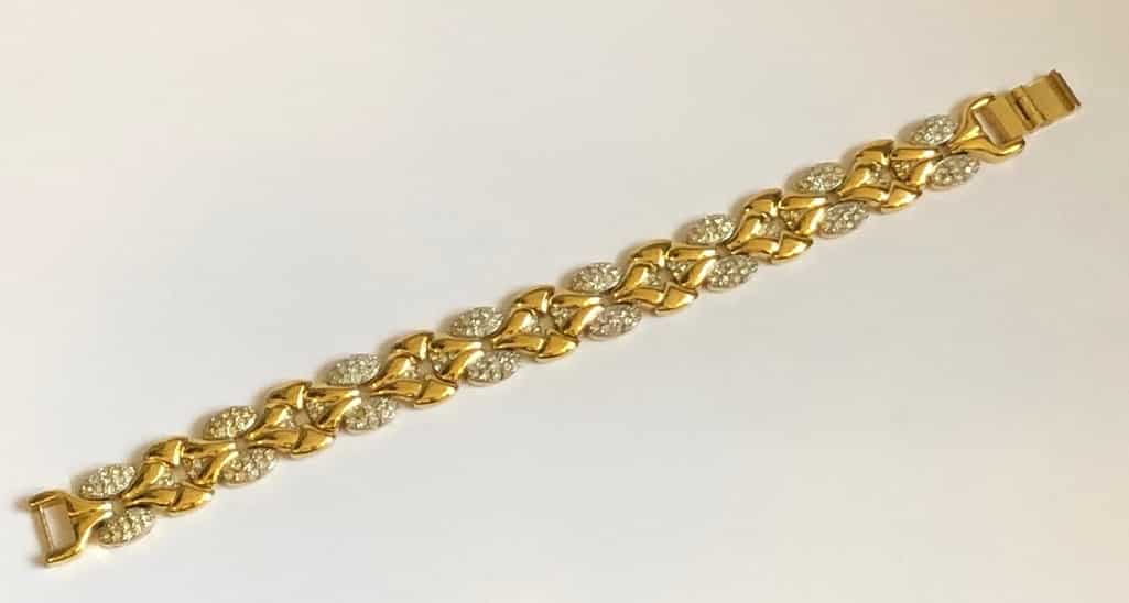 Vintage Gold Plated & Faux Diamonds Bracelet from ROTARY Switzerland RARE - Image 8