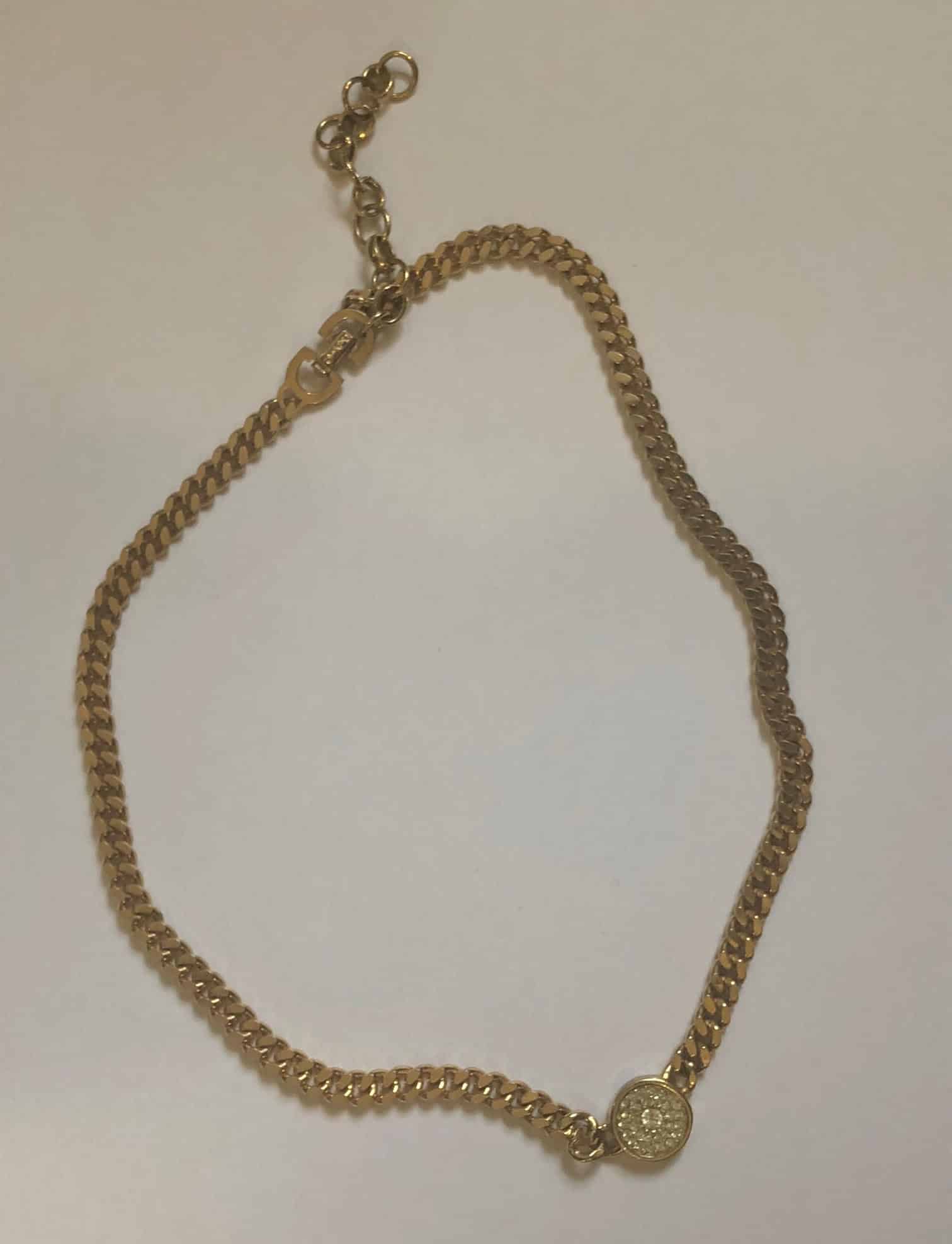 CHRISTIAN DIOR Link Necklace & Crystal Medallion Vintage 1980's - Image 5